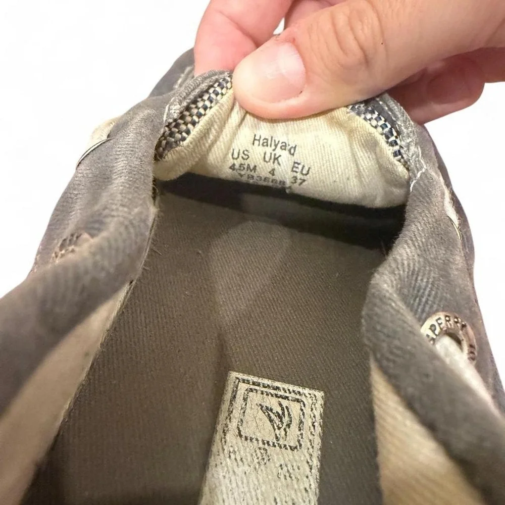 Sperry Top-Sider Halyard Gray Canvas Boat Shoes Youth 4.5 Women 6.5